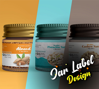 Jar Label Design almond banner design food graphic design illustration label menu mhshanto3311 nut packaging restaurant social media post