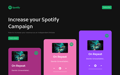 Spotify ad campaign landing page redesign hereo design landing page redesign replication