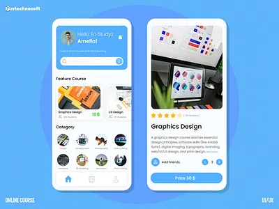 Online Course UI/UX app graphic design mobileapp mobileappdesign online course online course uiux ui uiux uiux design