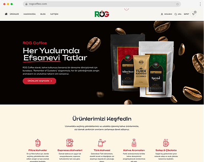 ROG Coffee E-Commerce Website Design coffee coffee shop ecommerce icon store ui web design website woocommerce wordpress