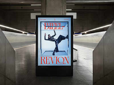 Biel Revlon billboard dance dancer red subway station