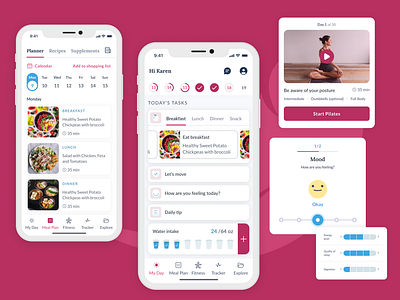 Reverse Health - Weight loss through habit forming gamification menopause mobile app recipes tracker ui ux weight loss women