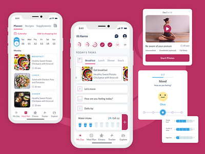 Reverse Health - Weight loss through habit forming gamification menopause mobile app recipes tracker ui ux weight loss women