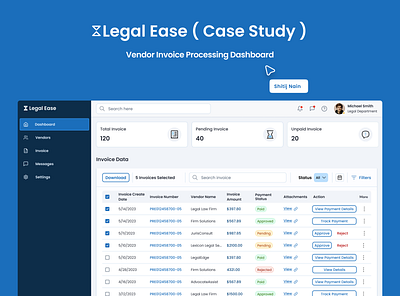 Legal Ease Dashboard branding case study dailyui dashboard design figma graphic design illustration invoice invoice dashboard legal department logo ui ux vector