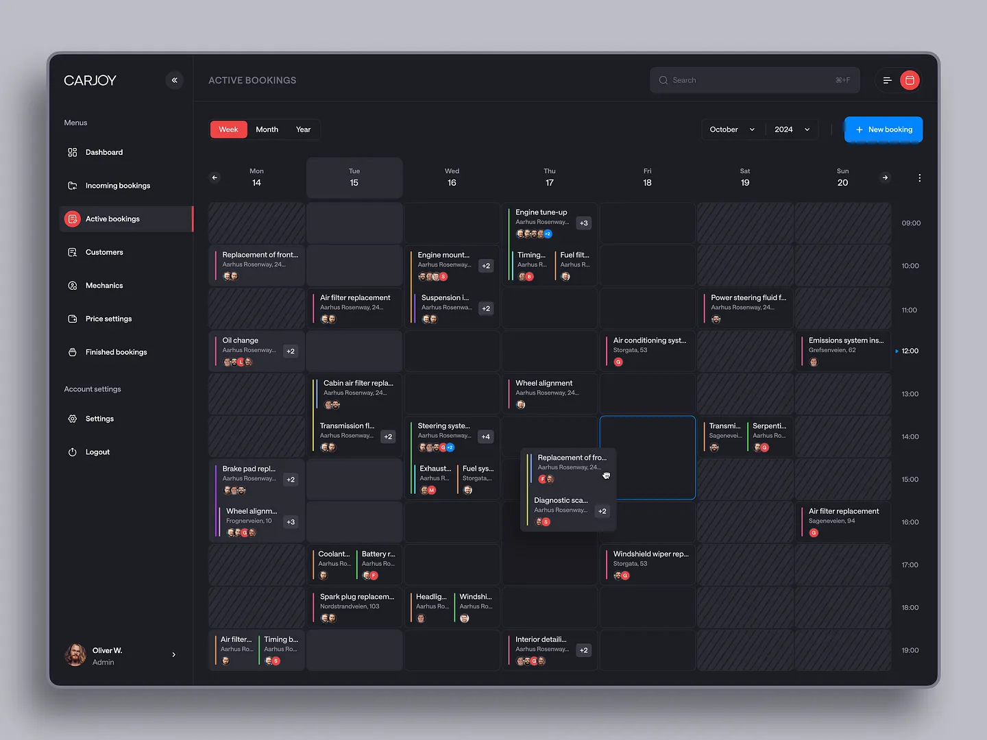 Modern Calendar View Design for Efficient Booking Management