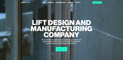 Home page for lift manufacturing company layout typography ui ux video