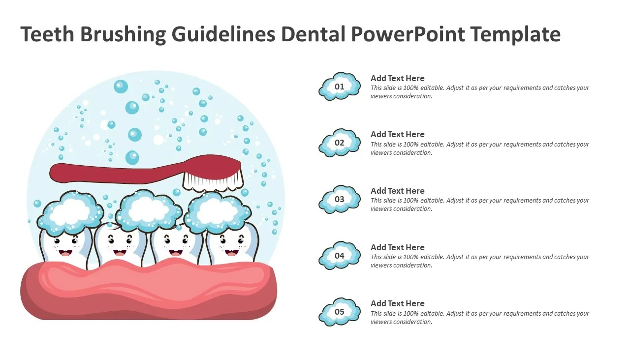Teeth Brushing Guidelines Dental PowerPoint Template by Kridha Graphics