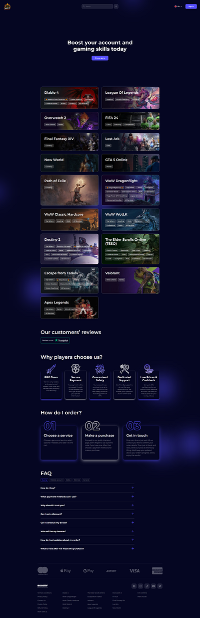 Boostif | Game Boost Website boost boost game dark theme design game graphic design illustration ui ux vector web website