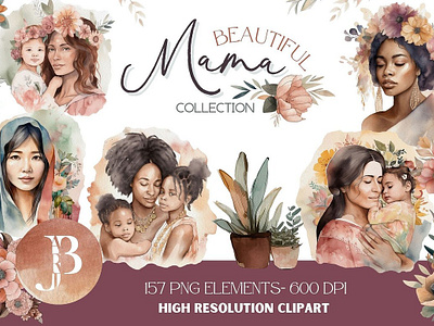 Beautiful Mama Clipart Collection Clipart asian mother black mother boho clip art clipart family floral latino mother mother and daughter mothers day native mother
