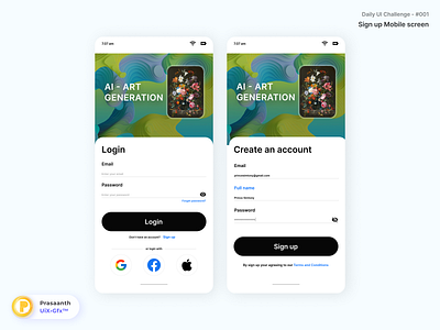 Daily UI #001 - Sign up for Mobile screen gfx graphic design ui uix