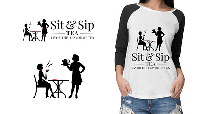 Sit & Sip Tea Logo & Tshirt Design branding custom design custom logo graphic design illustrator logo logo branding photoshop professional logo restaurant logo tea tea branding tea shop tshirt design