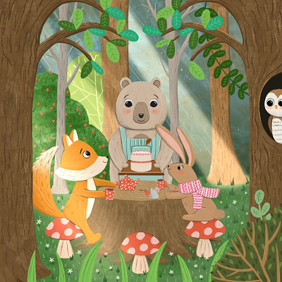 A Tea Party In The Woods adobe fresco bookillustration characterdesign childrensillustration digital illustration forestdrawing graphic design illustration kidlit kidlitart