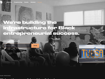 Build in Tulsa Website animation black community creators cta diversity entrepreneurship figma footer founders hero inclusion landing page startups tulsa video web design webflow website website design