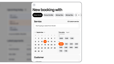 Create new Booking — Service-based SaaS b2b b2b saas booking calendar datepicker modern product design saas service software ui ux web web app