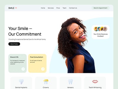 Dental Clinic - Landing Page business concept dental home page landing page template user interface ux webflow website design wix