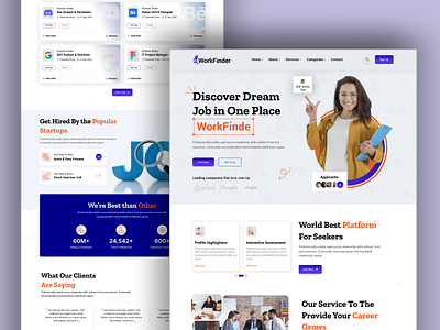 Job Search Platform Landing Page Design 🔍 employee engagement employment website hiring interface job application job finder job finder website job listing job portal job portal website job search website job searching platform landing design landing page design landing page designer minimal design product design website website designing