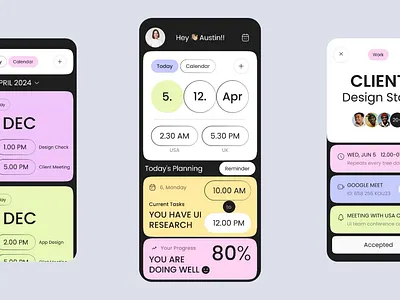 Calendar App app app design bold calendar calendar app calendar view check list color event meeting mobile mobile calendar modern ui schedule to do ui ui design uiux uix ux