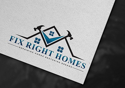 Fix Right Homes 2d logo 3d mockups black logo blue logo hammer logo hd graphics home logo home repair logo real state renovation logo