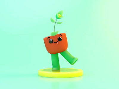 Rooty 2.0 animation character cinema4d cute maxon plant redshift rotation smile stone videogame