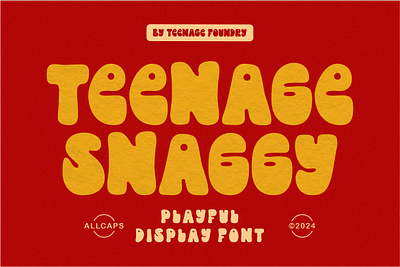 Teenage Snaggy - Playful Display Font bold branding cute design display display font font fonts funky groovy illustration logo merchandise playful retro typeface ui vintage