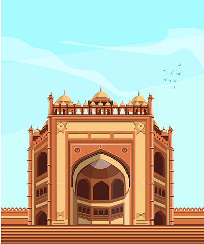Vector llustration adobeillustrator buildingillustration colour design fatehpur graphic design ill illustration india mosque sikri sky vector vectorillustration