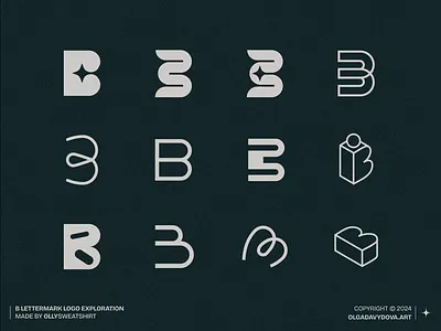 B Lettermark Logo Exploration III b brand branding brutalism graphic design icon lettermark linear logo logotype minimal star symbol type typography