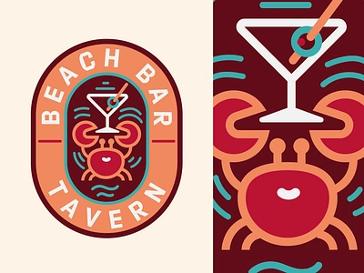 Beach Bar Crab Patch bar beach beverage branding crab drink florida graphic design identity illustration lettering logo logo design logos lounge martini patch restaurant signage south carolina