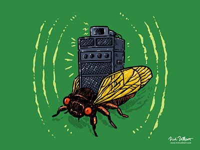 Cicada Soundsystem amp brood cicada illustration illustrator noise noisey sound soundwaves speakers summer