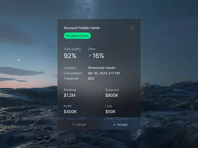 Financial dashboard within a modal window. admin panel ai analytics dark theme dashboard design system light midjourney simple web youdesignsystem