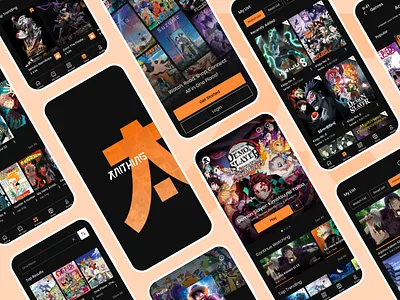 Anithing - Anime Streaming & Manga Reading App UI Design android app design anime app anime app ui design anime streaming app app design manga reading app movie app movie streaming app online watching app streaming app ui ux design ui ux design case study video app video streaming app