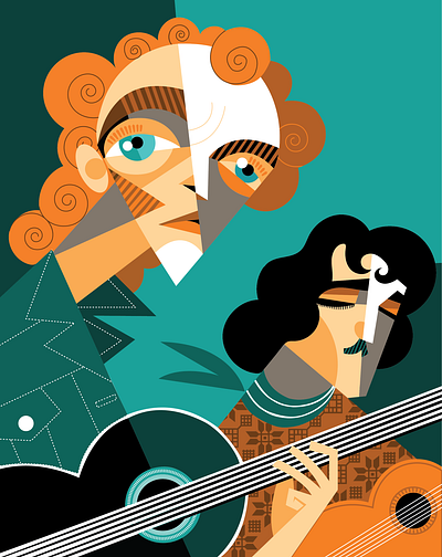 Peopple Gitar - Cubism Art art cubism minimalism people shape