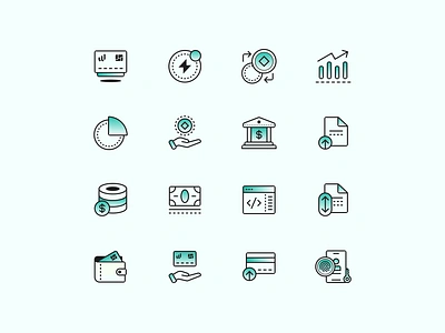 Banking Icon Set bank banking credit card design doc file finance icon set iconography icons id illustration pie chart wallet