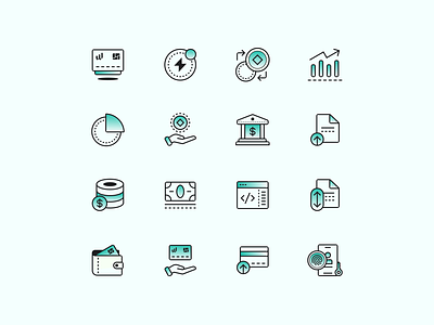 Banking Icon Set bank banking credit card design doc file finance icon set iconography icons id illustration pie chart wallet