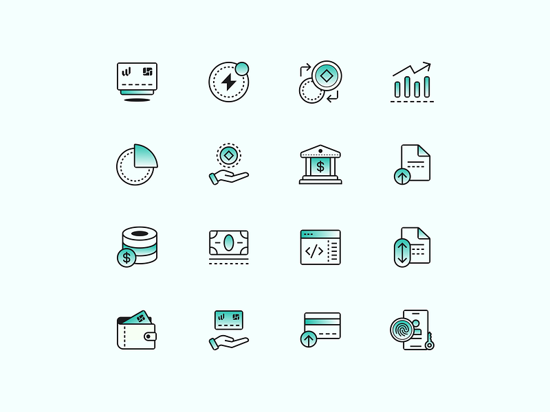 Banking Icon Set bank banking credit card design doc file finance icon set iconography icons id illustration pie chart wallet