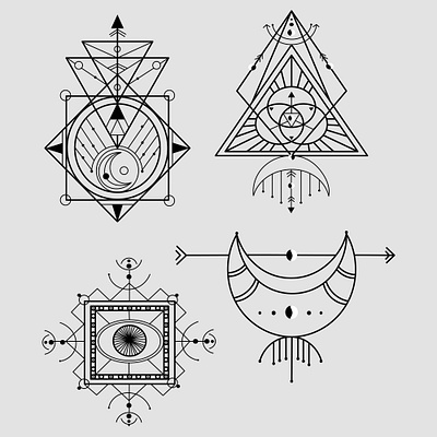 Set of Magical Esoteric Symbol Seal of Fortune Wealth Tattoo Ske app branding design graphic design illustration logo typography ui ux vector