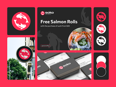 Visual Identity for Soko | Branding brand book branding ck and red design design guidebook food delivery identity sushi branding sushi logo sushi visual identity