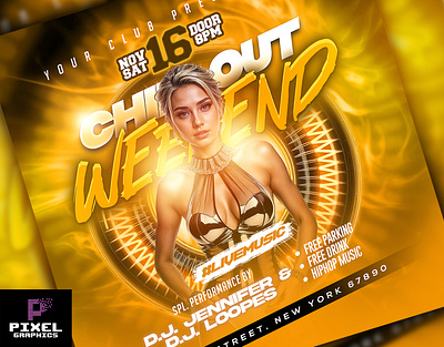 Weekend Music Party Flyer celebration club flyer club party design dj flyer event event flyer flyer template graphic design photoshop psd flyer weekend music party flyer weekend party
