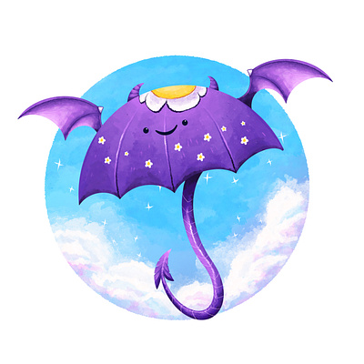 Monster Demon Umbrella art branding commission custom cute design drawing illustration ui whimsical