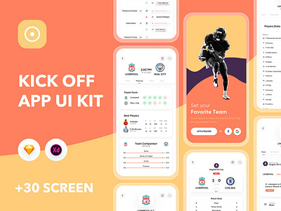 Kick off UI Kit android app design football free ios kick off ui kit moile resukts score soccer sport template web