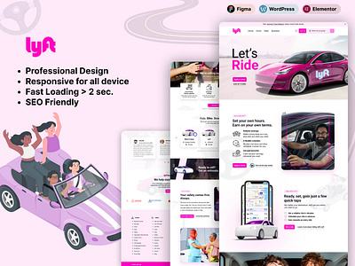 Lyft Website (WordPress & Elementor) elementor lyft ride website ui website wordpress