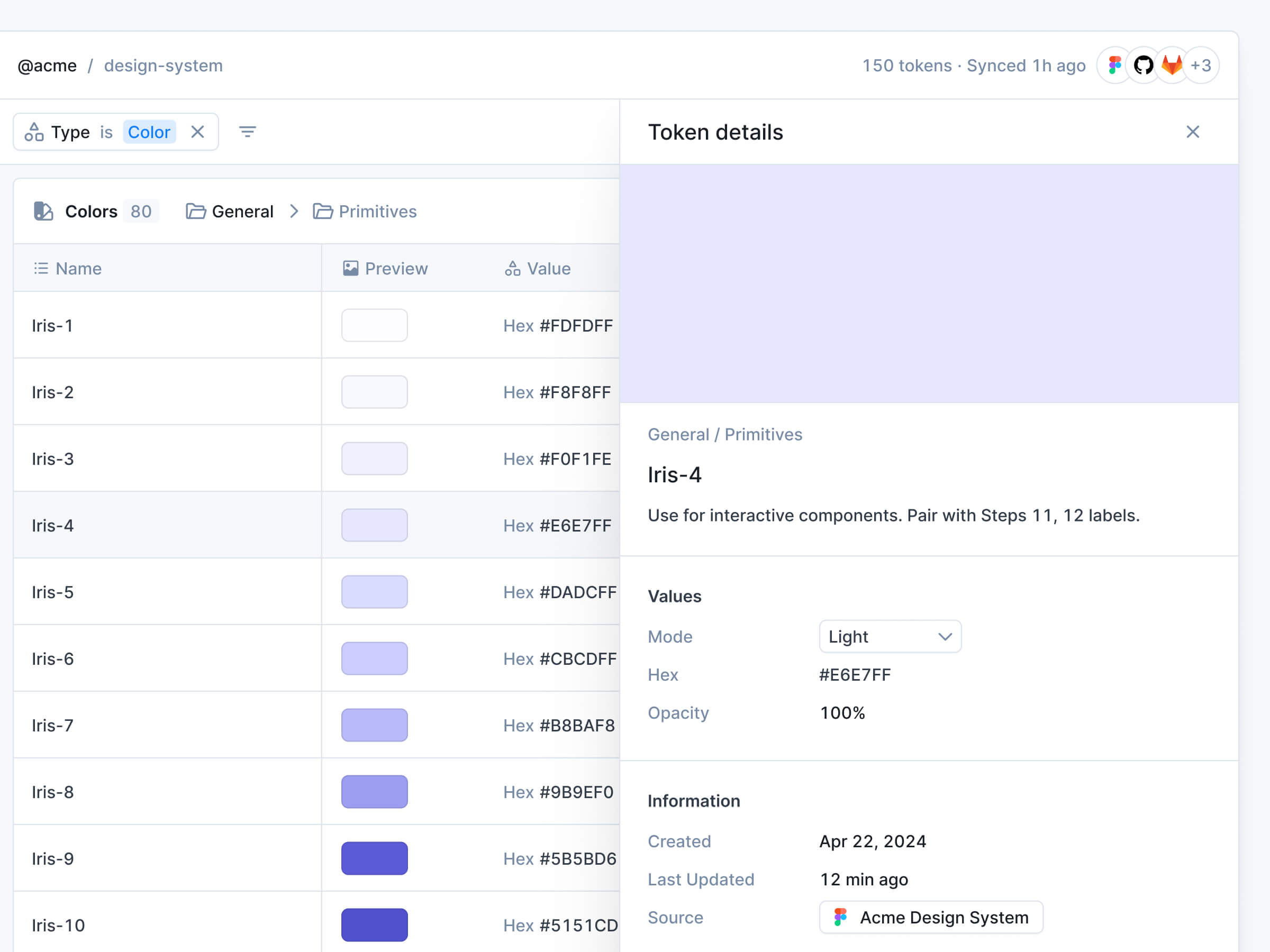 Specify · Token Details Panel design details extensions information panel preview product properties tokens values