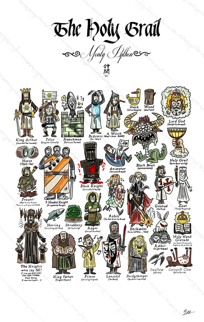 Monty Phyton and the Holy Grail graphic design illustrator sketching