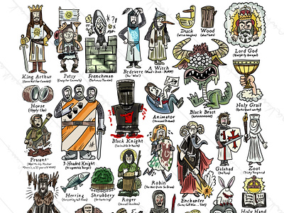 Monty Phyton and the Holy Grail graphic design illustrator sketching