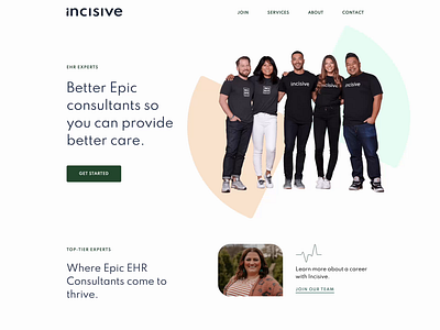 Incisive Website consultants ehr electronic health record electronic record figma health health it healthcare hero hr incisive it landing page people talent team web design webflow website website design