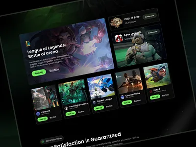 Dark-mood Gameboost Card Design. ui