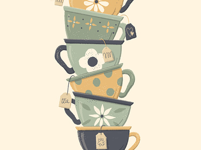 Tranquili-tea cafe coffee cups dishes drink florals food beverage food drink green home home decor mug polkadots sip stack tea tea bag tea cup tea cups yellow