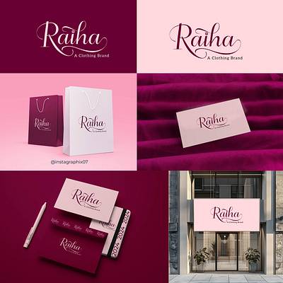Raiha Name Clothing Brand Logo | Branding | Brand Identity 3d adobeillust adobeillustrator adobephotoshop brandidentity animation app branding design graphic design logo motion graphics ui