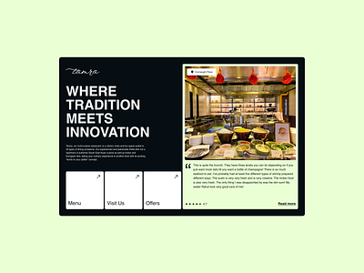 Website page design: tamra; Restaurant dailyui design landing page restaurant website ui ui design ui ux web design website design
