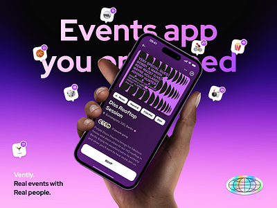 Events app design. Discover events near you activities app city life event event app events events nearby explore find friends friends nearby mobile app mobile app design mobile design modern networking night life social socialisation ux design where to go