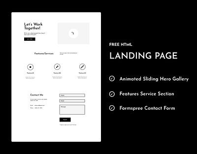 Free HTML Landing Page animations carousel contact form formspree free free design resources freebie gallery html landing page slider website design